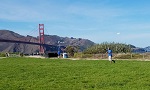 Chris Bell Playing Frisbee at the Golden Gate Bridge