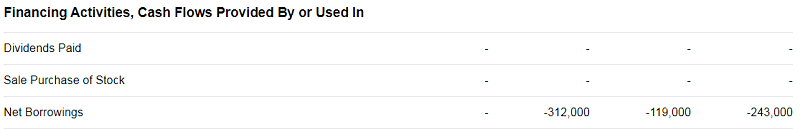 Facebook (FB) Cash Flow Statement over 4 Years - Dividends - Buy Backs - Net Borrowing