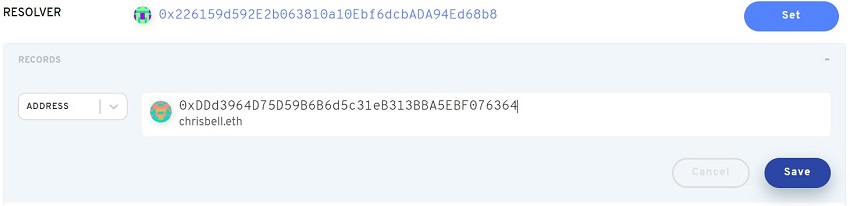 Set Resolver Record for ENS Name