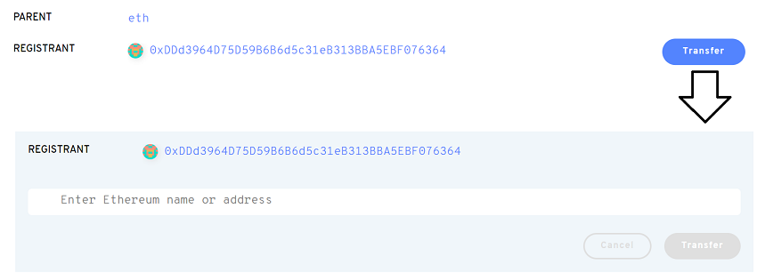 Transfer Ethereum ENS Registrant