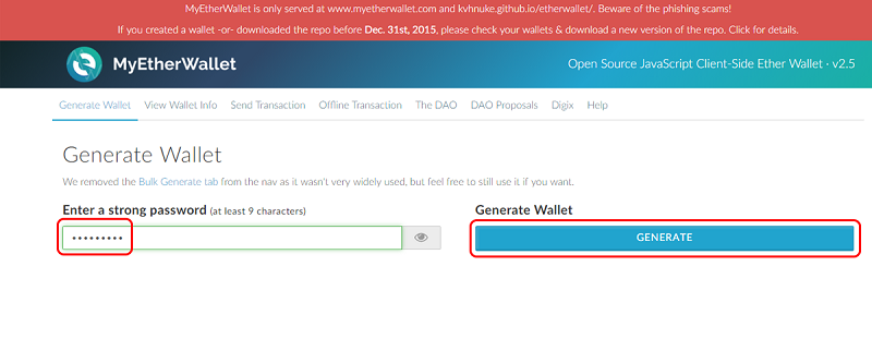 Ethereum (ETH) MyEtherWallet Create a Wallet