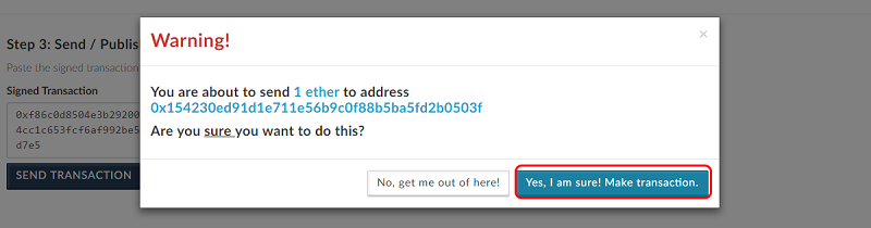 Ethereum (ETH) MyEtherWallet Offline Transaction Warning!